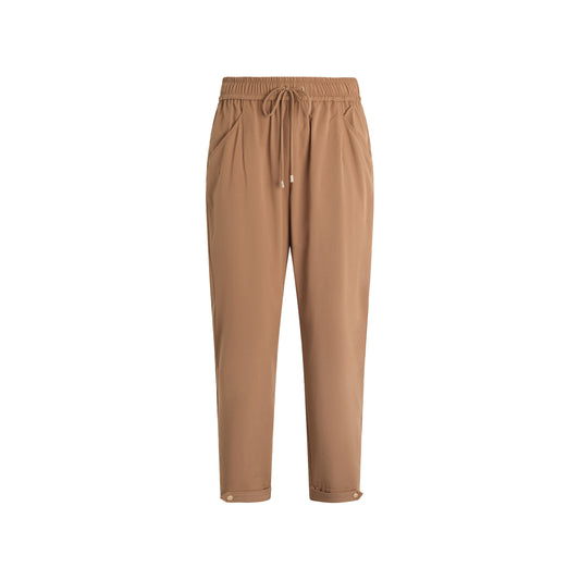 Pantaloni Donna cropped in misto bambù stretch marrone