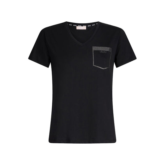 T-shirt Donna con finto taschino sul petto e maniche corte