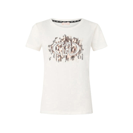 T-shirt Donna logo animalier con strass