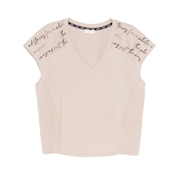 T-shirt Donna a tinta unita con scollo a V