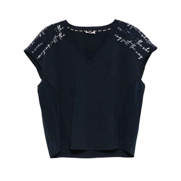 T-shirt Donna a tinta unita con scollo a V
