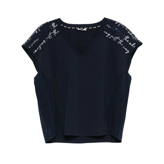 T-shirt Donna a tinta unita con scollo a V