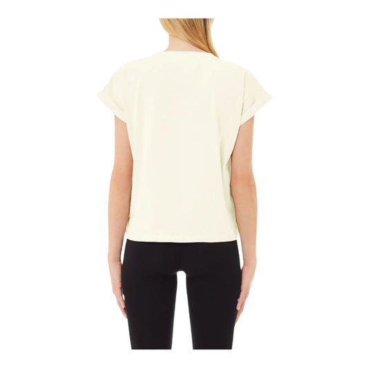 T-shirt Donna in cotone con logo Bianco modella retro