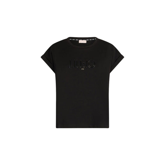 T-shirt Donna in cotone con logo Nero