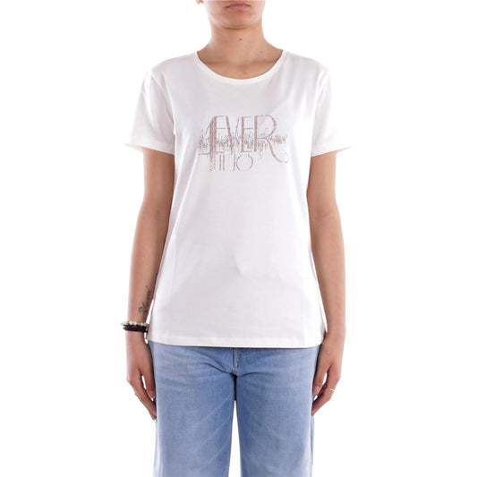 T-shirt Donna con logo frontale con strass
