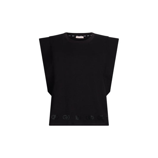 Top Nero da donna con logo strass al fondo