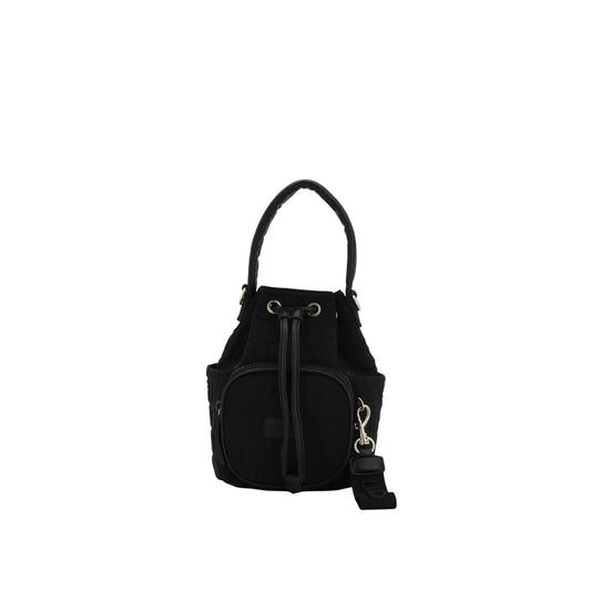 Borsa a secchiello medio in scuba nero