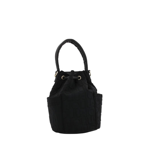 Borsa a secchiello medio in scuba nero retro