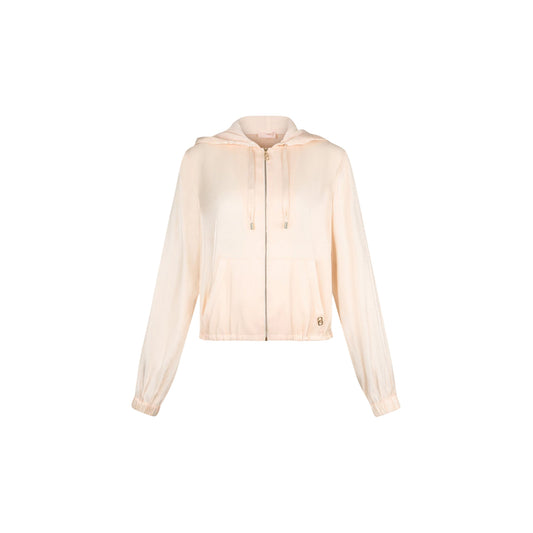 Giacca glossy champagne con cappuccio