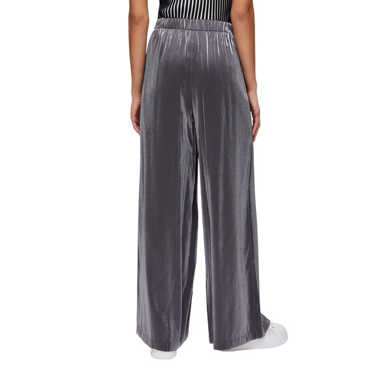 Pantaloni lunghi flare laminati grigi 