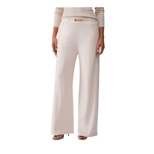 Pantaloni Donna in jersey con spacchetti Bianco modella frontale