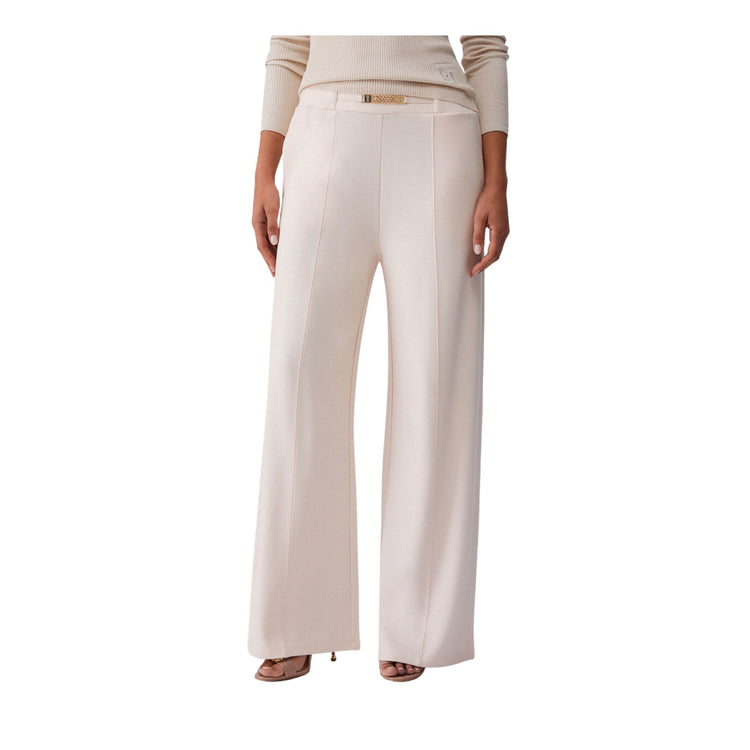 Pantaloni Donna in jersey con spacchetti Bianco modella frontale
