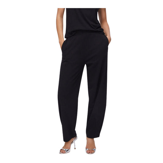 Pantaloni balloon Donna in felpa nera modella frontale