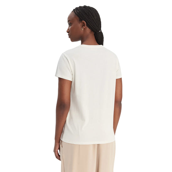 T-shirt bianca con strass con logo