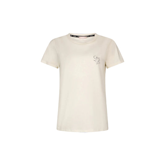 T-shirt Donna in bianco con logo LJ strass