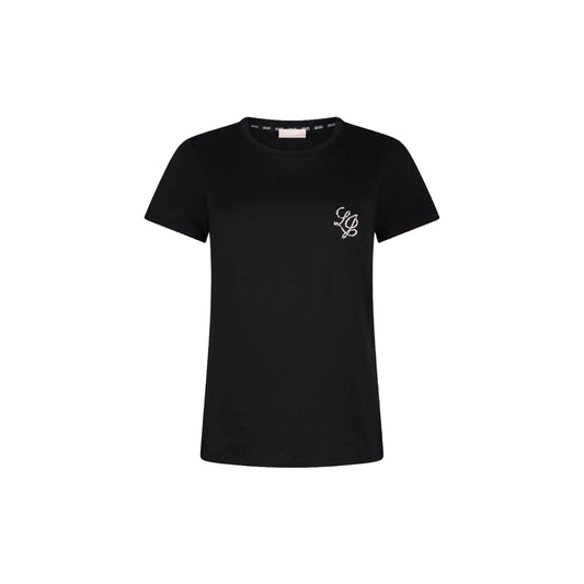T-shirt Donna in nero con logo LJ strass