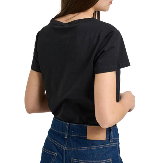 T-shirt Donna in cotone con logo decorato con strass