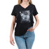 T-shirt Donna a tinta unita Nera, con stampa strass