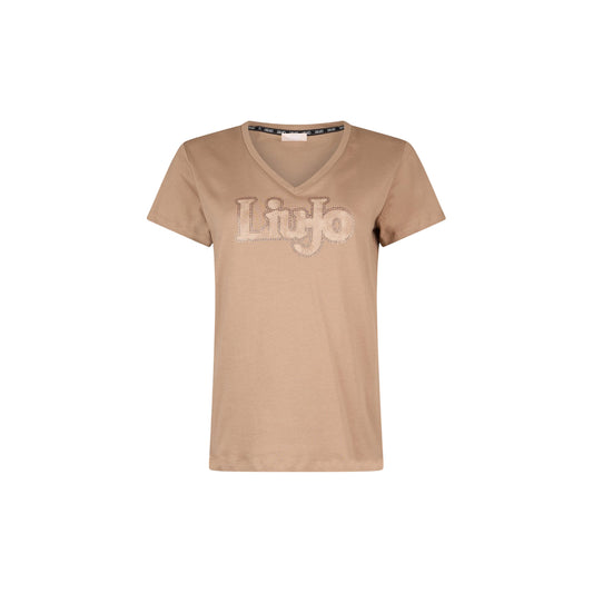T-shirt da Donna con scollo a V Beige