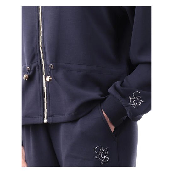 Felpa con zip blu da Donna 