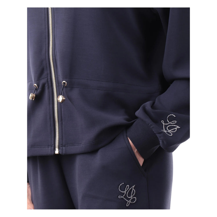 Felpa con zip blu da Donna 