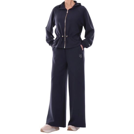 Felpa con zip blu da Donna 