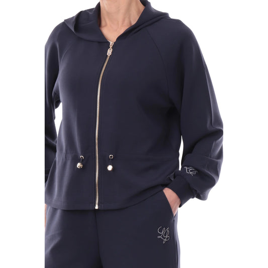 Felpa con zip blu da Donna 