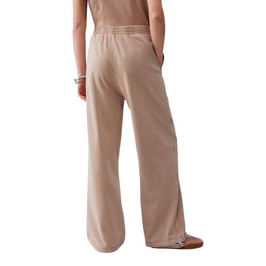 Pantalone lungo da Donna in jersey délavé con strass Beige retro