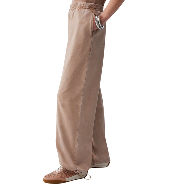 Pantalone lungo da Donna in jersey délavé con strass Beige profilo