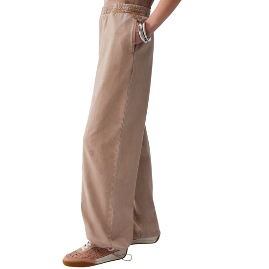 Pantalone lungo da Donna in jersey délavé con strass Beige profilo