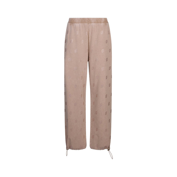 Pantalone lungo da Donna in jersey délavé con strass Beige