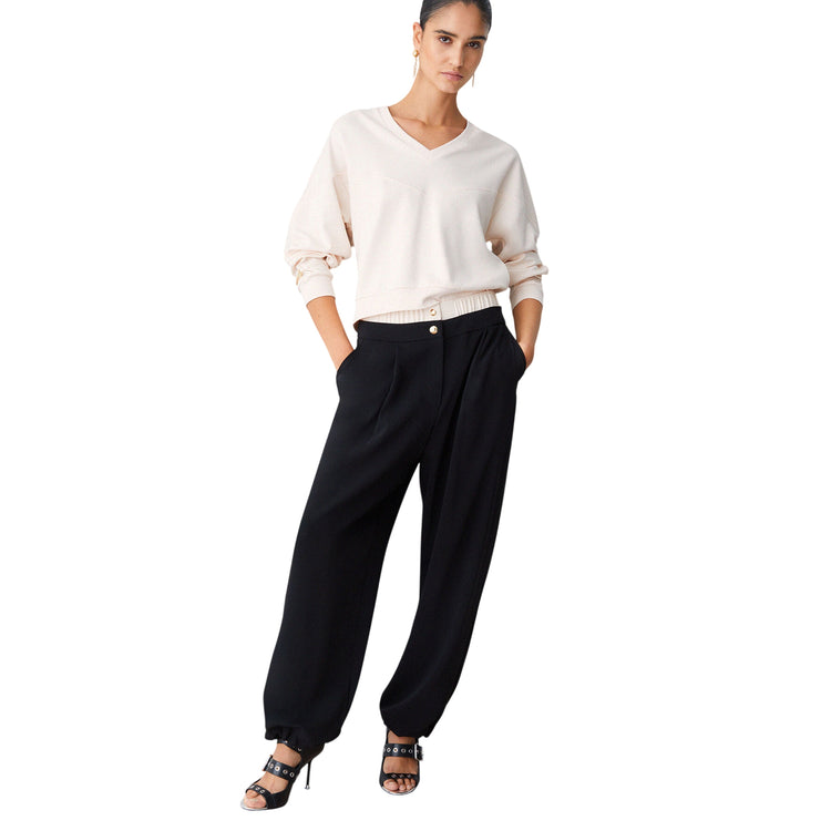 Pantaloni baggy neri con doppio cintone
