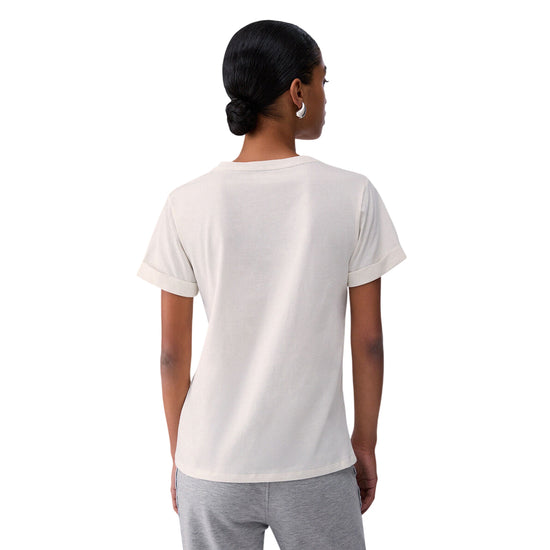 T-shirt Donna in cotone, con logo frontale e strass