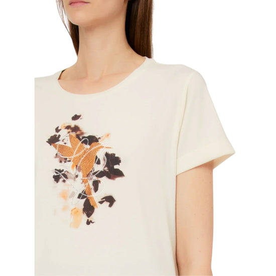 T-shirt bianca con stampa bird