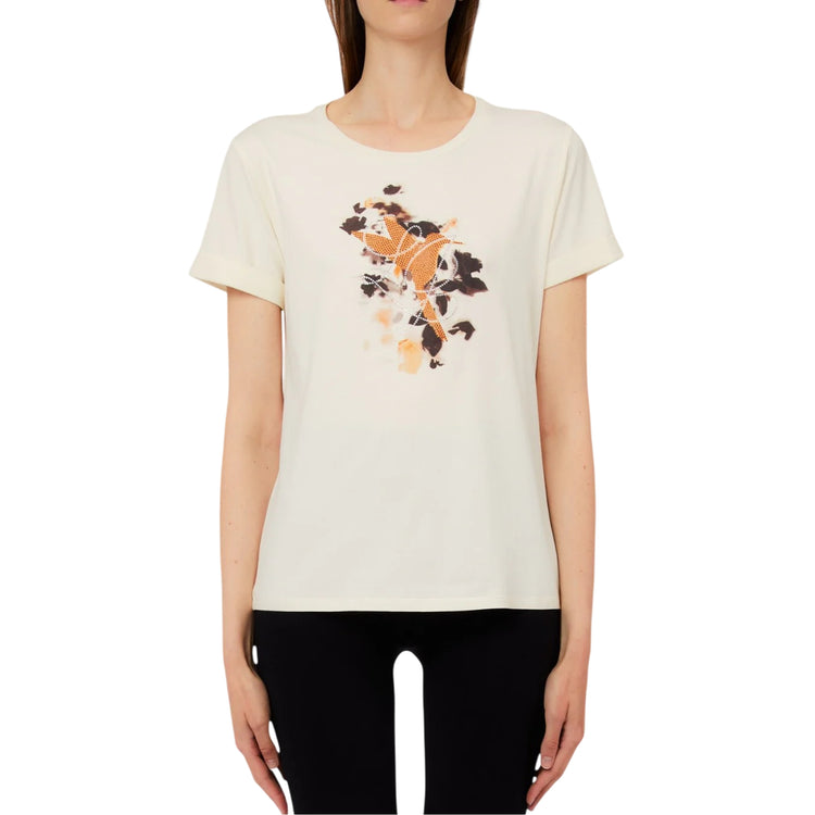 T-shirt bianca con stampa bird