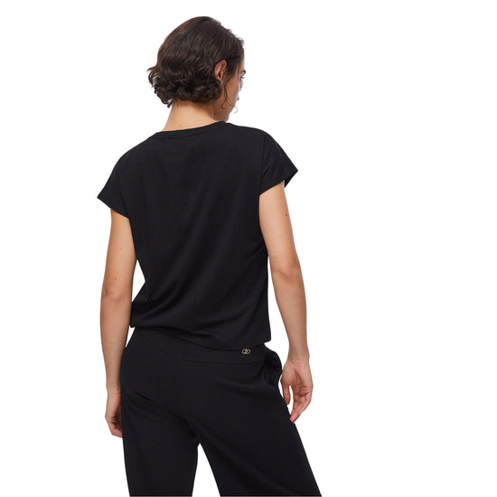 T-shirt da Donna nera con dettagli gioiello retro