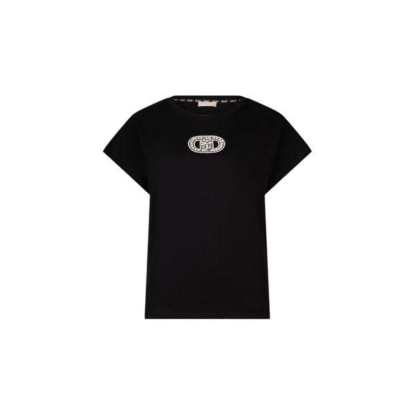 T-shirt da Donna nera con dettagli gioiello