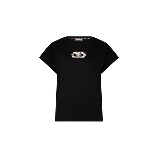 T-shirt da Donna nera con dettagli gioiello