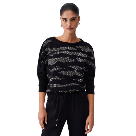 Felpa Donna con applicazioni strass modella frontale