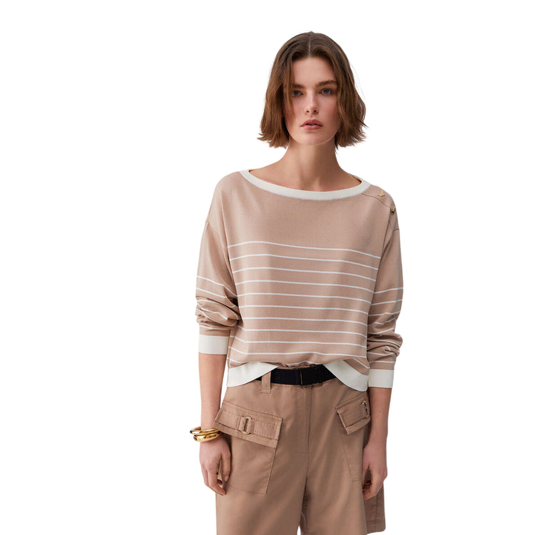 Maglia Donna con bottoni decorativi sulle spalle