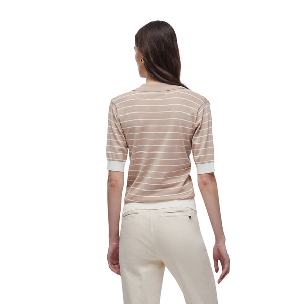Maglia Donna rigata, con colletto a polo e maniche corte