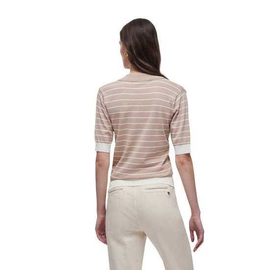Maglia Donna rigata, con colletto a polo e maniche corte