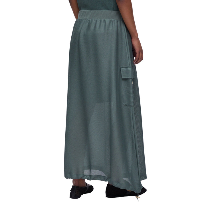 Gonna lunga Donna in mesh Verde modella retro