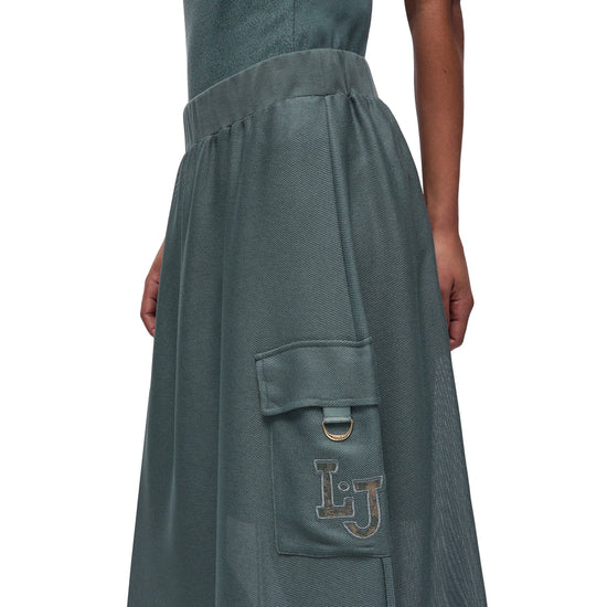 Gonna lunga Donna in mesh Verde dettaglio