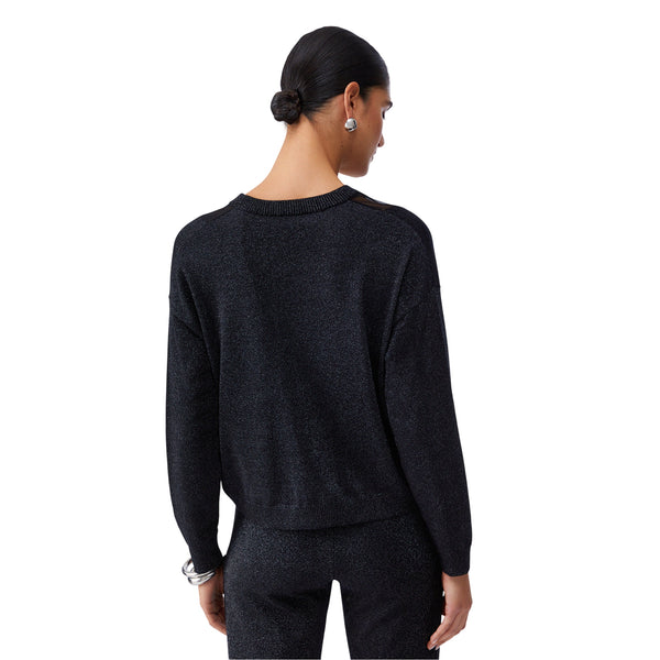 Maglia da Donna nera a maniche lunghe con scollo a V reatro