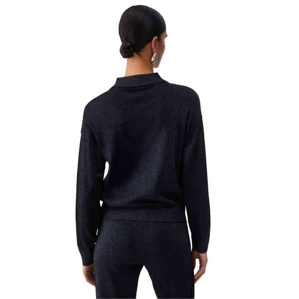 Cardigan Donna in lurex con zip modella retro