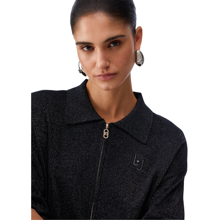 Cardigan Donna in lurex con zip dettaglio