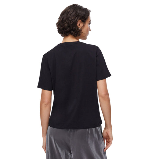 T-shirt Donna con applicazioni strass modella retro