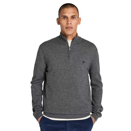 Maglione Uomo con zip a 1/4 Cohas Broo Grigio modello frontale