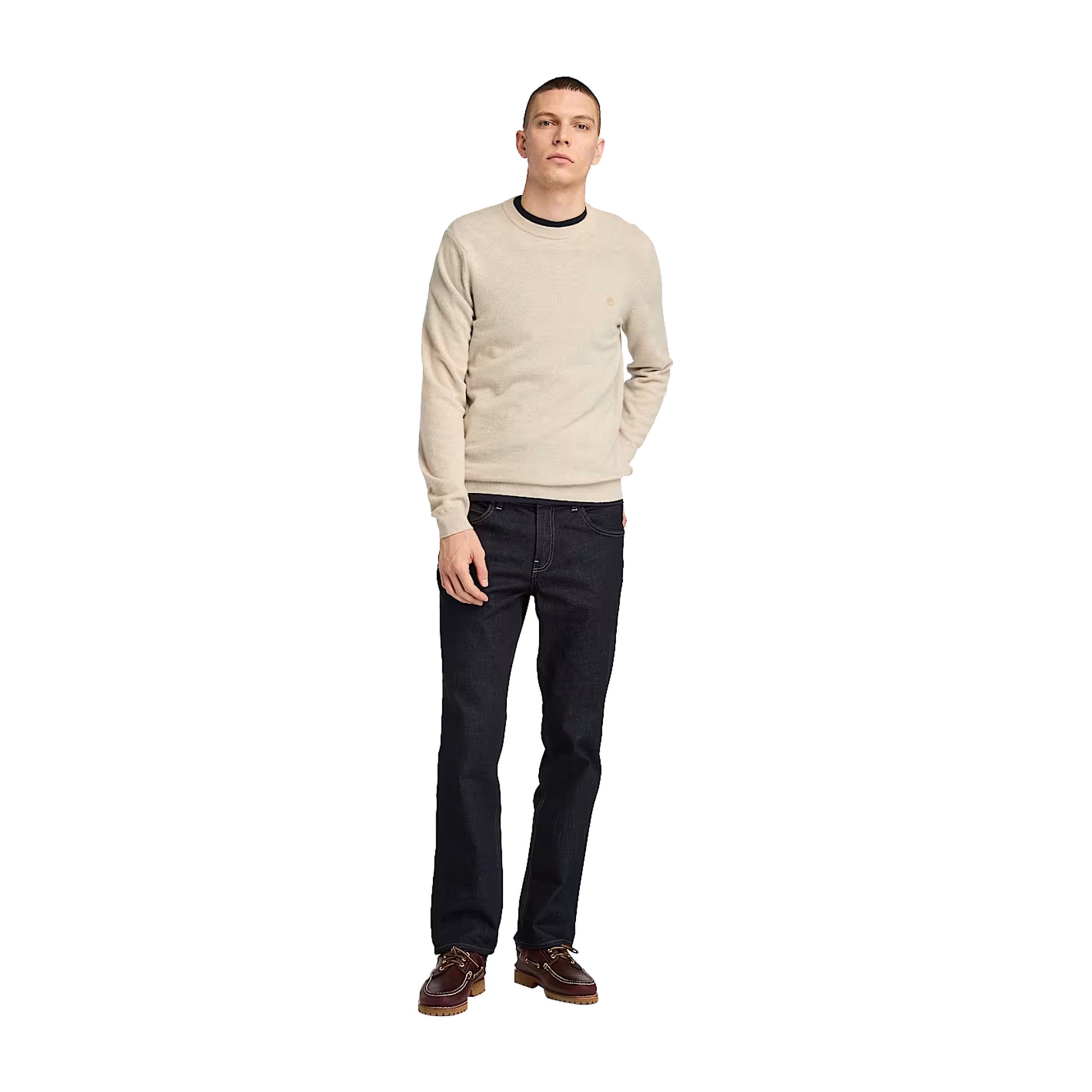 Maglione Uomo Cohas Brook Beige modello frontale intero